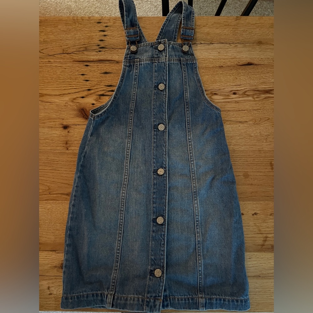 GAP Denim 100% Cotton Button Down Overall Pinafore Dress in Girls L / Women XXS